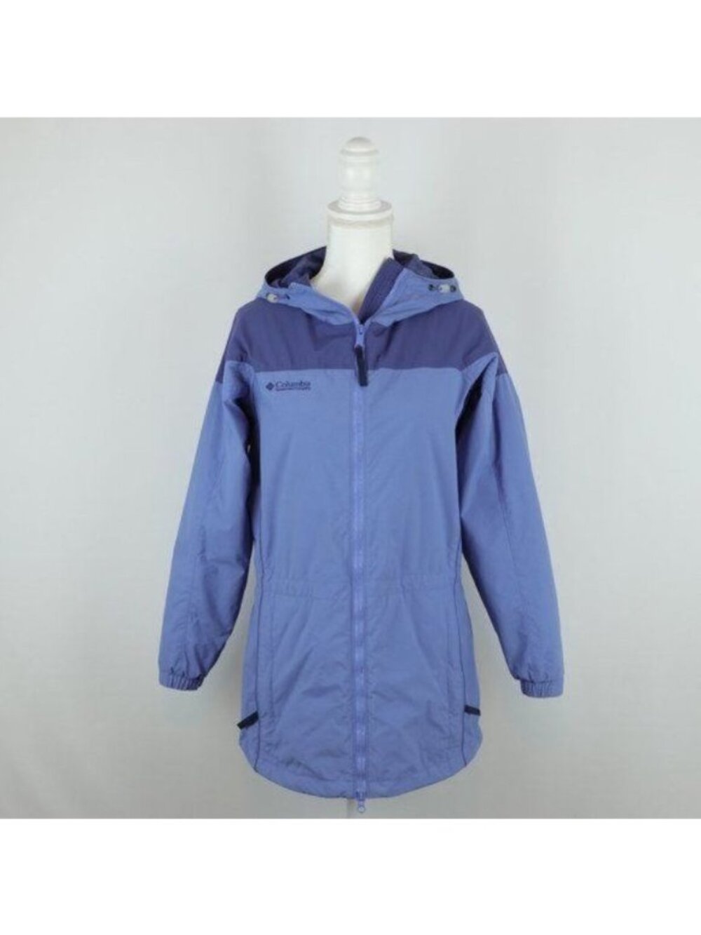 Columbia Women's Small Blue Hooded Full Zip Thigh Length Water Resistant Jacket